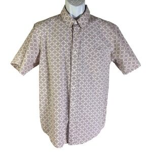 Gibson Trading Company Button Down Mens Large Burgundy Geometric Shirt